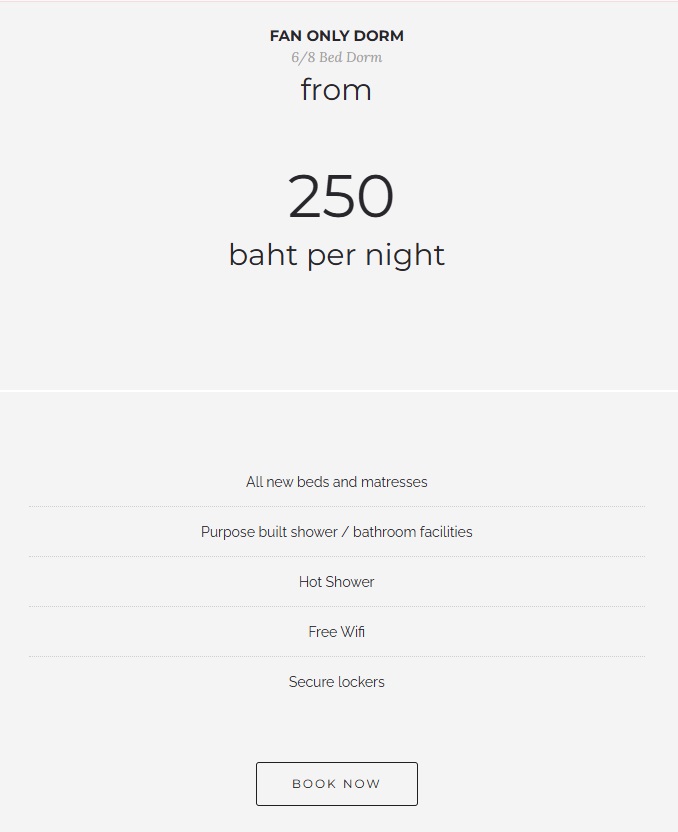 Summer house Hostel Fan Only Room 250 baht