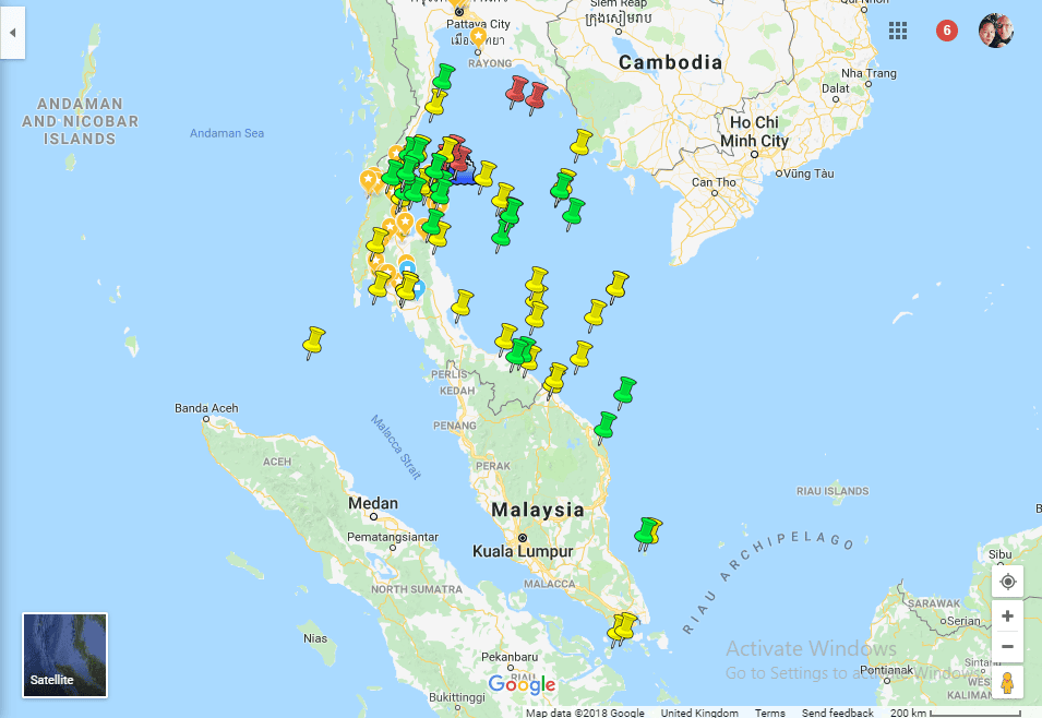 shipwrecks thailand map